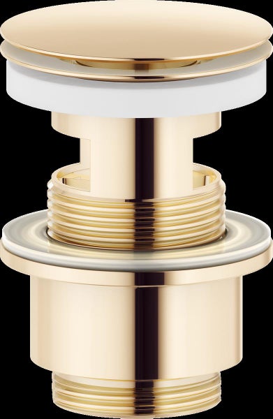 Pop-up Ablaufventil für Waschbecken in Gold-Optik aus Messing mit Druckverschluss.