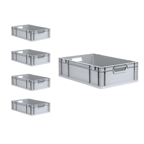 PROREGAL SuperSparSet 5x Eurobox NextGen Grip mit Scharnierdeckel und Gelben Schiebeschnappverschlüssen HxBxT 17 x 40 x 60 cm 34 Liter Griffe