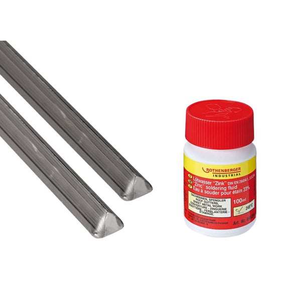 Zinklot und Flussmittel zum Löten von Zinkblechen und Dachrinnen