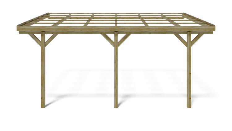 Carport Garagendach 3x5,24 m - 15 m2 - an der Hauswand montiert 