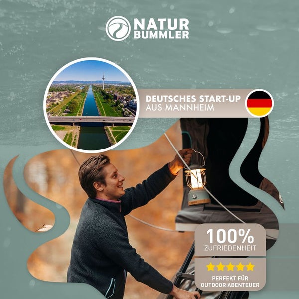 Campinglampe [Bis 200h Leuchtkraft; Wasserdicht] wiederaufladbar, inkl. Powerbank, stufenlos dimmbar, 5200MAh, Outdoor Lampe, Camping, Survival, Led Licht, Akku Lampe, Laterne, SOS, wandern