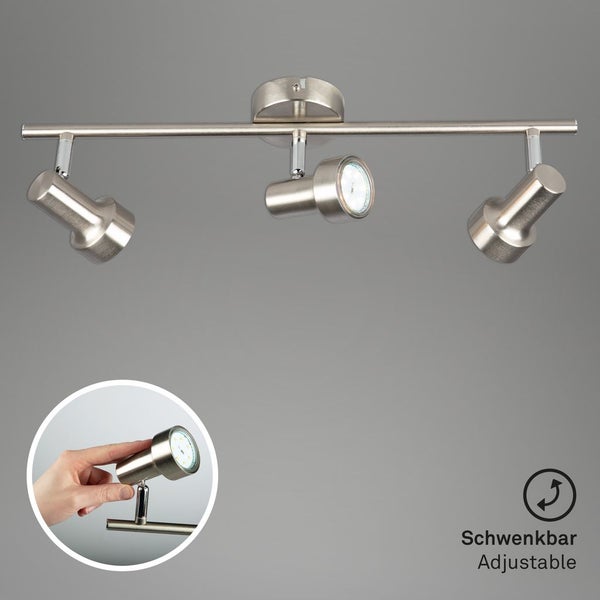 LED Deckenleuchte Spotleuchte 3xGU10 schwenkbar 3000K 12W Matt-Nickel Briloner