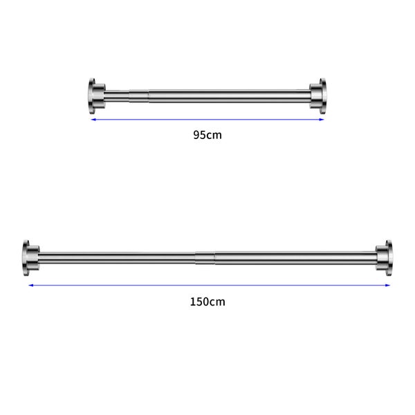 Teleskop Duschvorhangstange in zwei Laengen 95 Zentimeter und 150 Zentimeter aus Metall