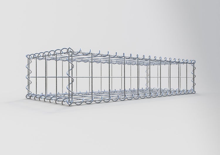 Gabione 100 cm x 20 cm x 40 cm (L x H x T), Maschenweite 10 cm x 10 cm, Spirale