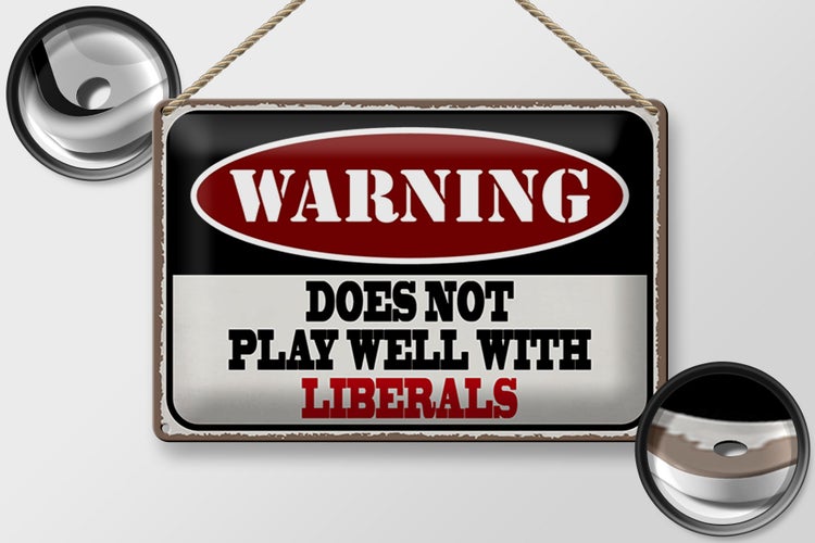 Blechschild Spruch 30x20cm Warning does not play with liberals