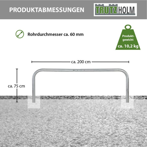 Produktabmessungen des TrutzHolm Fahrradbügels