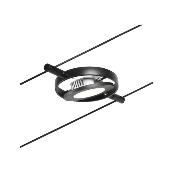 CorDuo LED Seilsystem RoundMac Einzelspot 200lm 4,5W 3000K 12V Schwarz matt, Chrom