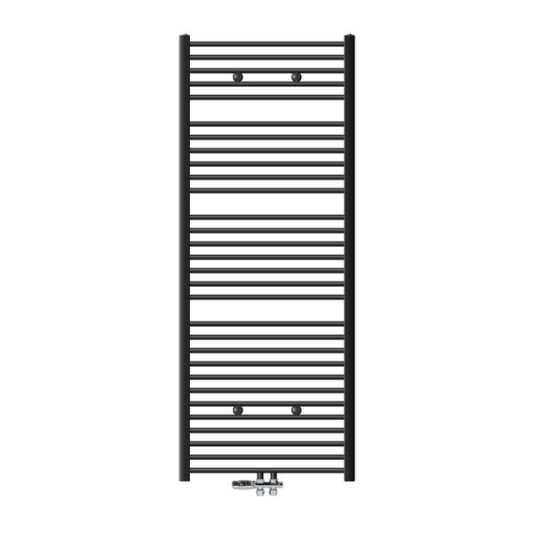 ECD Germany Badheizkörper Mittelanschluss 750 x 1800 mm Anthrazit gerade mit Thermostat und Anschlussgarnitur Durchgang Boden, Heizkörper Heizung Handtuchwärmer Handtuchtrockner Handtuchheizkörper