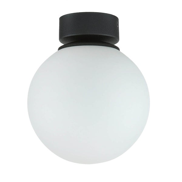 Kugelförmige Deckenleuchte mit schwarzer Halterung
