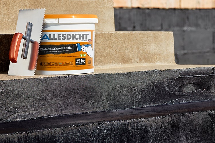 ALLESDICHT 11 kg grau | Dachabdichtung Balkonabdichtung Universalabdichtung | wasserverdünnbar, lösemittelfrei, bitumenfrei | streich-, spritz-, spachtelbar | extrem elastische Dickschichtabdichtung mit Rissüberbrückung | WARCO