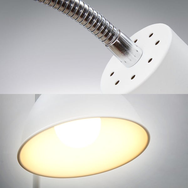 Stehlampe - Schalter, schwenkbar, E27 Fassung, max. 25W, Weiß
