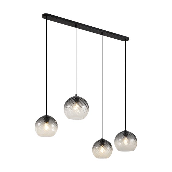 Hängelampe mit vier runden Glasschirmen