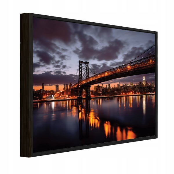 Detailansicht eines Leinwandbildes mit schwarzem Rahmen und abstrakten Farbverläufen