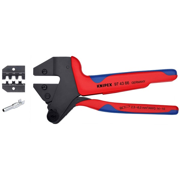 Knipex Crimpzange für MC4 Steckverbinder mit Positionierhilfe und einem Kabelschuh