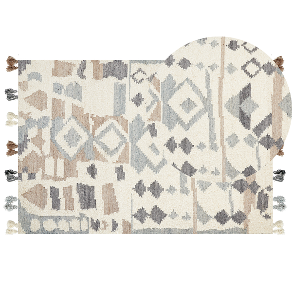 Teppich MRGAVET Beige 160 x 230 cm Wolle Kelim