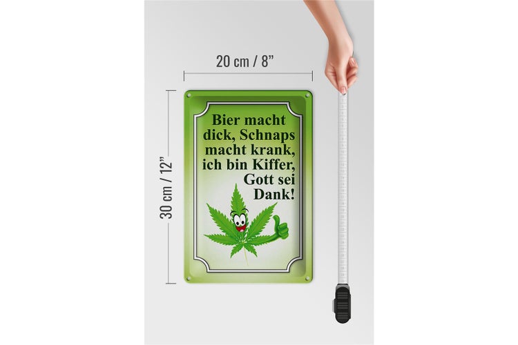 Blechschild Spruch 20x30cm Bier macht dick Schnaps krank