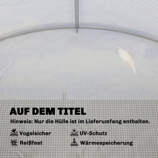 Hülle: vogelsicher, Ultraviolett-Schutz, reißfest und Wärmespeicherung. Hinweis: Nur die Hülle ist im Lieferumfang enthalten.