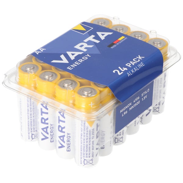 Varta Energy Alkaline Batterien AA Mignon 1,5 Volt LR6 24er Packung