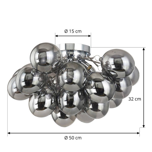 Lucande Deckenlampe Diborah (Design, Modern) in Alu aus Glas (6 flammig G9) - Deckenleuchte Lampe Wohnzimmerleuchte