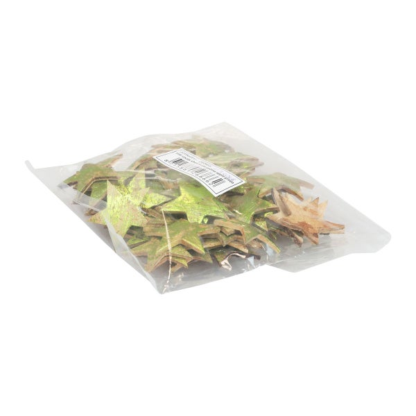 Dekosterne aus Holz in transparenter Verpackung