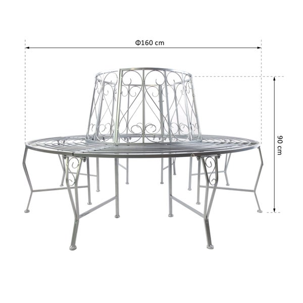Outsunny Baumbank, 360°, 160cm, Metall, Silber