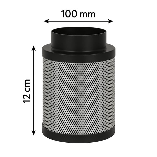 Aktivkohlefilter, zylindrische Form, 12 cm hoch, 100 mm Durchmesser