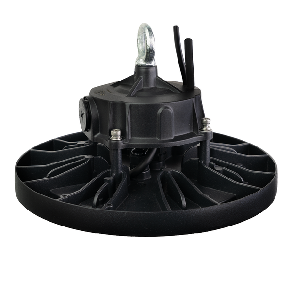 Schwarze Hallenleuchte mit Aufhängevorrichtung