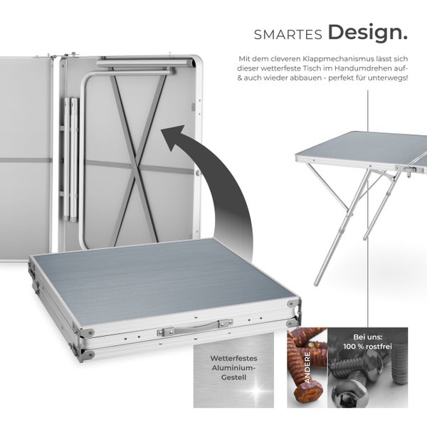 Campingtisch tectake Jumbo 180 x 70 x 70,5 cm klappbar silber