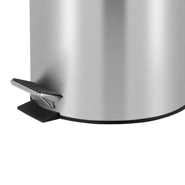 PROREGAL Runder Tretabfallsammler Mit Herausnehmbaren Kunststoff Inneneimer 12 Liter HxBxT 40 x 29,5 x 25,5 cm Matt Silber