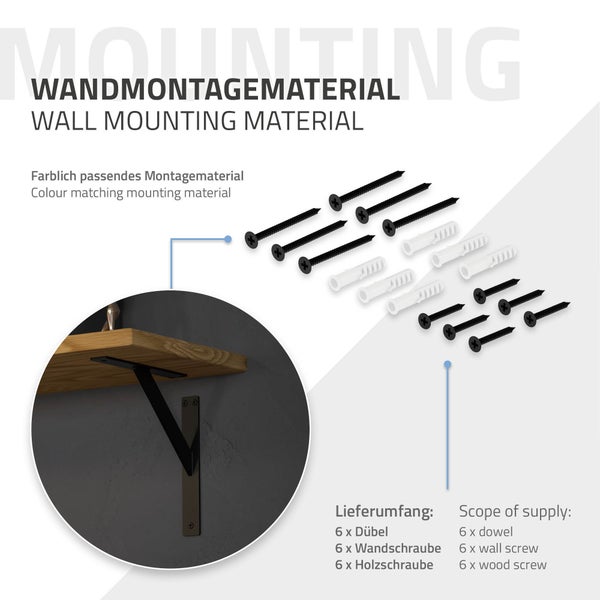 ML-Design 2 Stück Regalhalterung 240x240 mm, Schwarz, Aluminium, Schwebende Regalhalterungen, Regalwinkel, Wandhalterung für Regalbrett, Regalträger für Wandmontage, Wandregal Wandkonsole Regalstütze