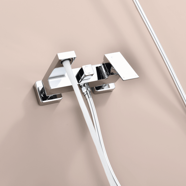 EcoRain Thermostat-Wannenarmatur mit Brausehalter - Messing & Keramikscheiben - Bad- & Duscharmatur - Universeller Anschluss - Korrosionsbeständig - Chrom
