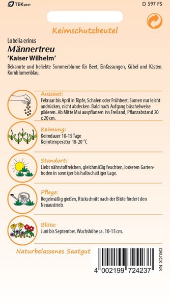 Keimschutzbeutel Männertreu 'Kaiser Wilhelm' Saatgut