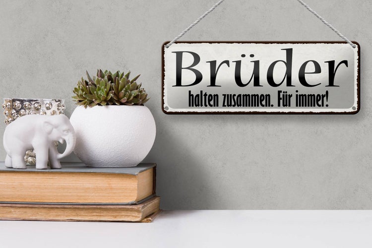Blechschild Spruch 27x10cm Brüder halten zusammen immer Dekoration