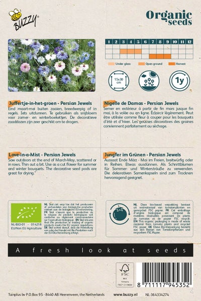 Buzzy Jungfer im Grünen Persische Juwelen Bio-Samenpackung