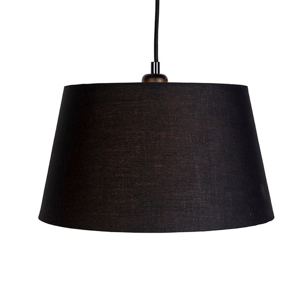 Pendelleuchte mit konischem schwarzem Textilschirm