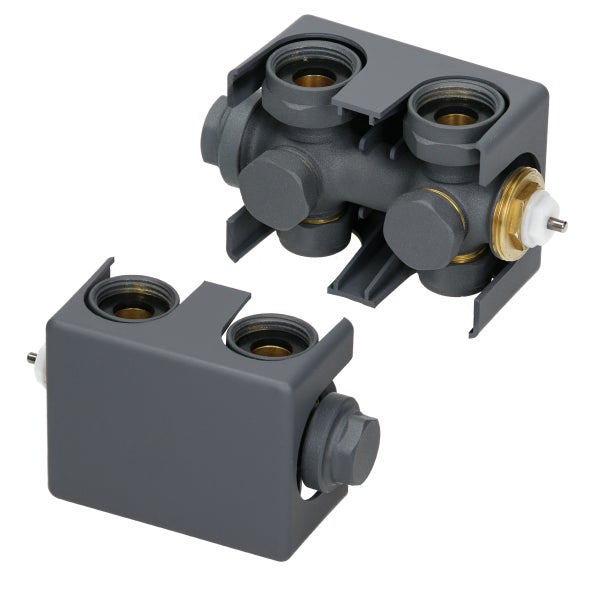 ECD Germany Stella Design Paneelheizkörper Mittelanschluss 480x1600 mm Anthrazit Anschlussgarnitur Thermostat Universal Eck- und Durchgangsform Flach Einlagig Vertikal Heizkörper Badheizkörper Heizung