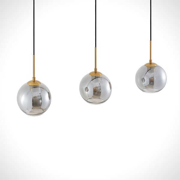 Lindby Pendelleuchte Hiwana (Modern) in Alu aus Glas (3 flammig, E27) - Hängelampe Esstischlampe Hängeleuchte Wohnzimmerleuchte