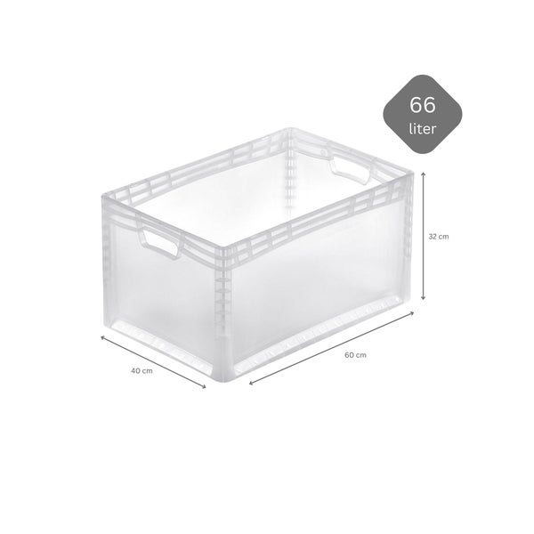 PROREGAL SuperSparSet 6x Transparenter Eurobehälter LightLine mit Offenem Griff  HxBxT 32 x 40 x 60 cm 6,6 Liter Eurobox Transportbox