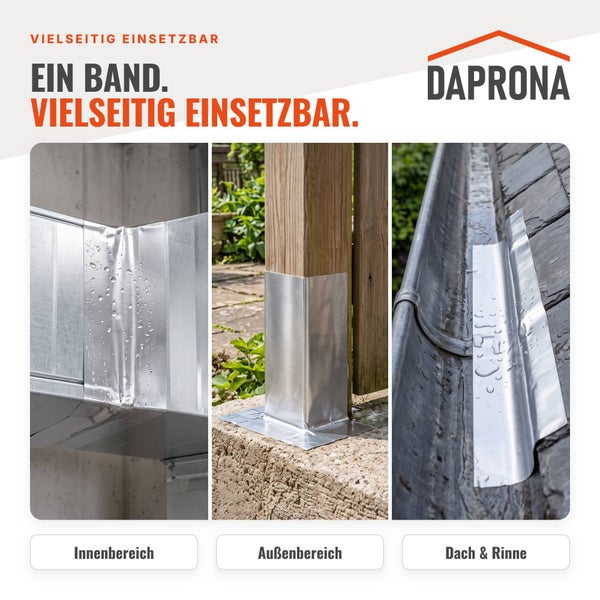 Daprona Dichtungsband für Innenbereich, Außenbereich sowie Dach und Rinne zur vielseitigen Abdichtung.