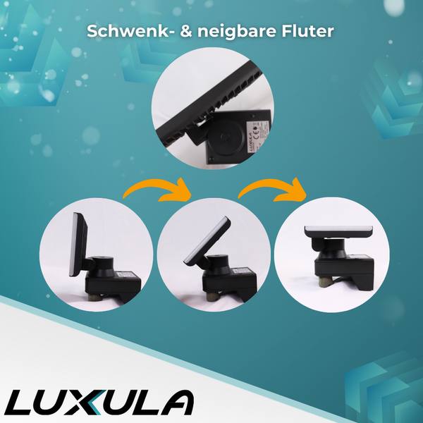 Schwenkbarer und neigbarer Strahler in verschiedenen Positionen