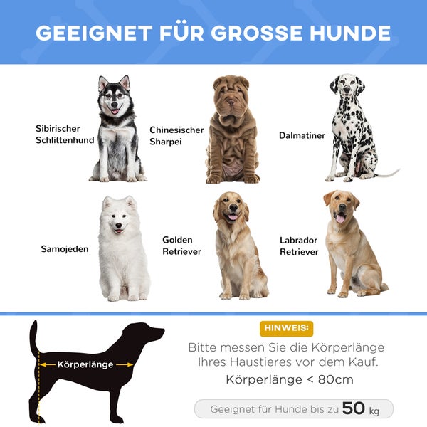 PawHut Hundebett, 122L x 92B x 23H cm, Metall, Oxford, Texteline-Stoff, Dunkelblau+Schwarz
