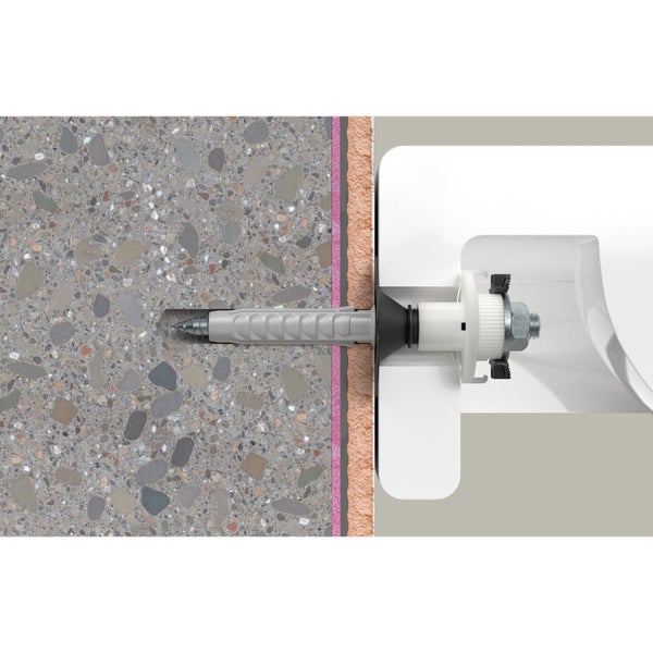 Detailansicht einer Dübelbefestigung in einer Betonwand