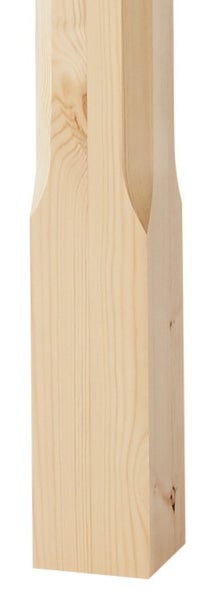 Holzpfosten aus Nadelholz mit dekorativer Fräsung und sichtbarer Maserung