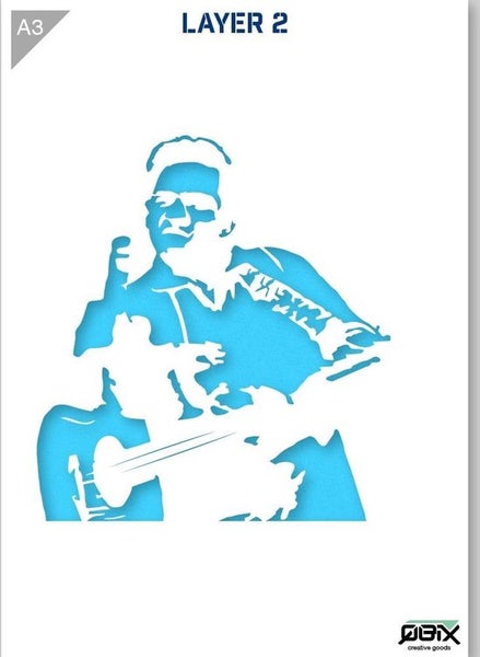 Johnny Cash Vorlage - 2 Schichten Kunststoff A3 Schablone