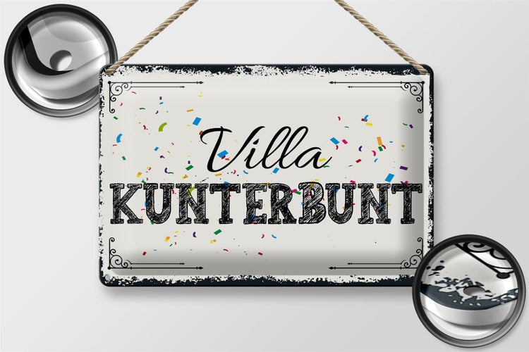 Blechschild Spruch 30x20cm Villa Kunterbunt