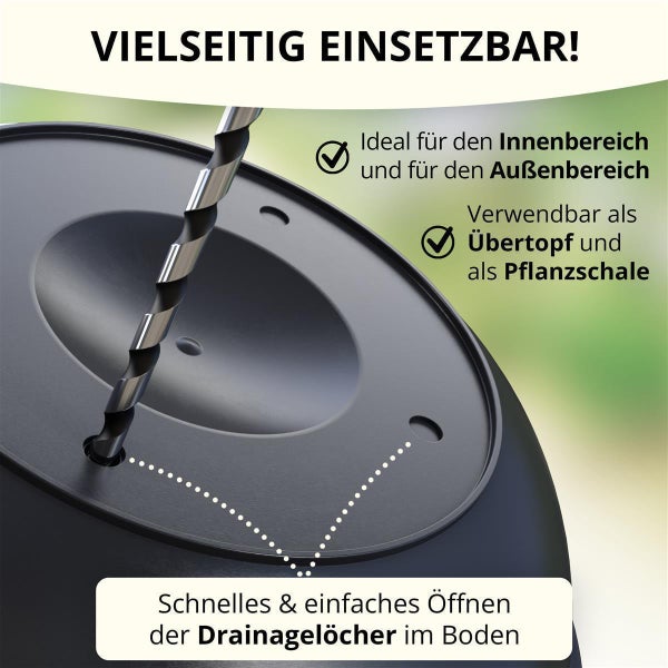 Plastard Pflanzschale Ø 32 x 12,5 cm mit Untersetzer – wetterfest, frostbeständig, ideal für Garten, Balkon & Küche