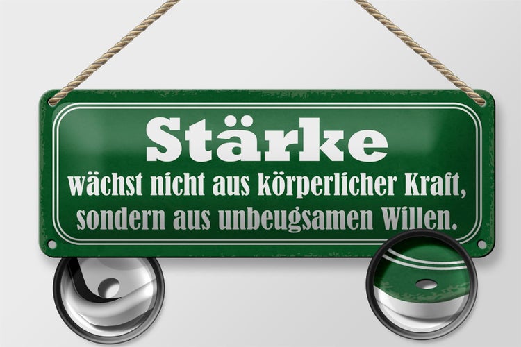 Blechschild Spruch 27x10cm Stärke wächst nicht aus Kraft Dekoration