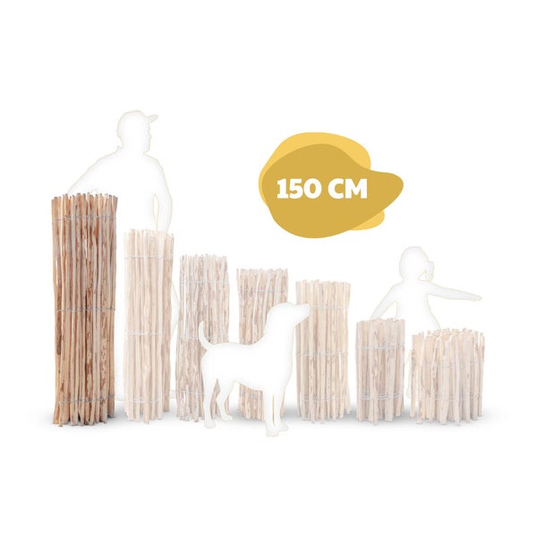 Staketenzaun Haselnuss Höhe 150 cm, Länge 5 Meter Lattenabstand 3-5 cm