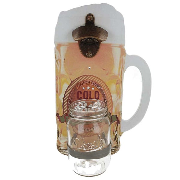 Flaschenöffner in Bierkrugform mit Auffangbehälter