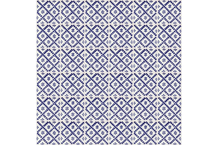 Teppich mit blauem Muster